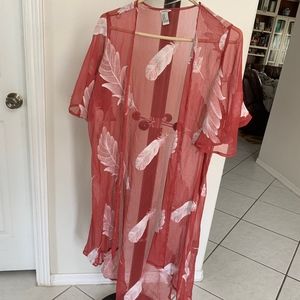 Embroidered Long Cover-Up Cardigan Forever 21